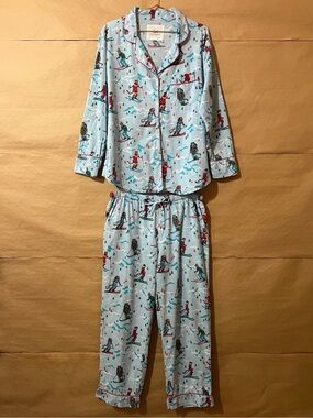 PrintFresh Hit The Slopes Frosted Lake Pajama Set Matching PJs Top & Pant Size M